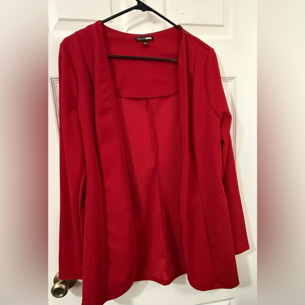 Fashion Nova Red Blazer Open Front Long Sleeve